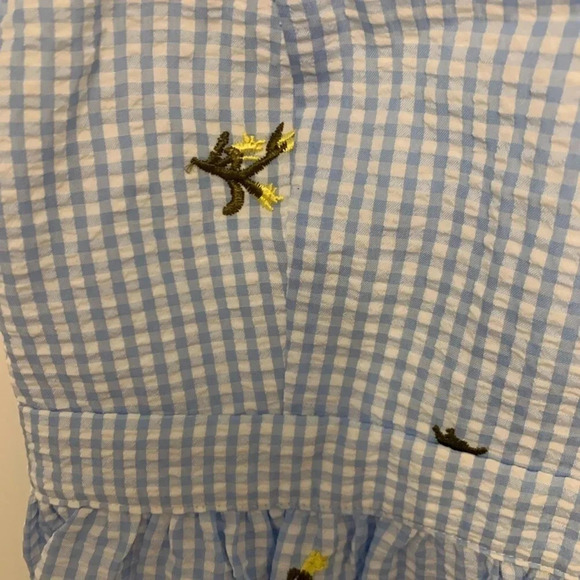 English Factory Blue and White Gingham Crop Top with Embroidery Size S NWT - Picture 2 of 6